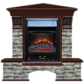 Каминокомплект Glenrich Бостон К Алтай угловой (красное дерево)+Majestic Black
