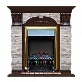 Каминокомплект Glenrich Арочный Мисхор (дуб)+Fobos Brass