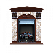 Каминокомплект Glenrich Арочный Арбат угловой (красное дерево)+Fobos Black