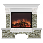 Каминокомплект Glenrich Бостон Грот однотонный (беленый дуб)+Arte 23