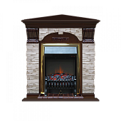 Каминокомплект Glenrich Арочный Мисхор угловой (дуб)+Fobos Brass