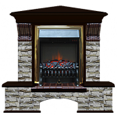 Каминокомплект Glenrich Бостон К Алтай угловой (венге)+Fobos Brass