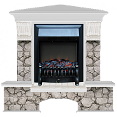 Каминокомплект Glenrich Бостон К Карелия угловой (беленый дуб)+Fobos Black