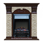 Каминокомплект Glenrich Арочный Грот однотонный (дуб)+Fobos Black
