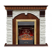 Каминокомплект Alex Bauman Richmond STD (грецкий орех)+Majestic Brass
