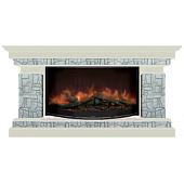 Каминокомплект Glenrich Брайтон Старый город 86 (беленый дуб)+Rondo S86