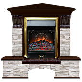 Каминокомплект Glenrich Бостон К Мисхор угловой (дуб)+Majestic Brass