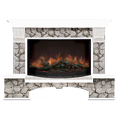 Каминокомплект Glenrich Бостон Карелия 86 (белый)+Rondo S86