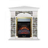 Каминокомплект Glenrich Арочный Алтай угловой (белый)+Majestic Brass