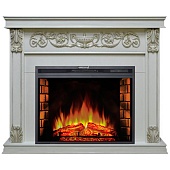 Каминокомплект Alex Bauman Palmetta (дуб белый с золотом)+Crystal 29 FX