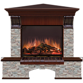 Каминокомплект Glenrich Бостон Грот цветной угловой (красное дерево)+Arte 23