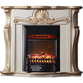 Каминокомплект InterFlame Грация (бежевый с золотой патиной)+Fobos Black