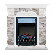 Каминокомплект Glenrich Арочный Мисхор (белый)+Fobos Black