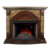 Каминокомплект Alex Bauman Sherhan (грецкий орех с золотом)+Crystal 34 FX (Шерхан)