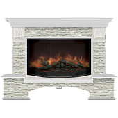 Каминокомплект Glenrich Бостон Грот однотонный 86 (беленый дуб)+Rondo S86