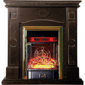 Каминокомплект InterFlame Мери (темный дуб)+Majestic Brass