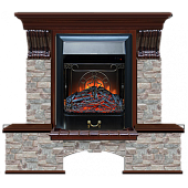 Каминокомплект Glenrich Бостон К Грот цветной (красное дерево)+Majestic Black