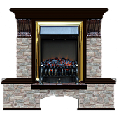 Каминокомплект Glenrich Бостон К Грот цветной (венге)+Fobos Brass