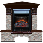 Каминокомплект Glenrich Бостон К Грот цветной угловой (дуб)+Majestic Black